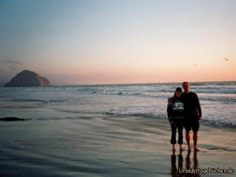 Anja und ich vorm Morro Rock: Anja und ich am Pazifik vor dem Morro Rock
