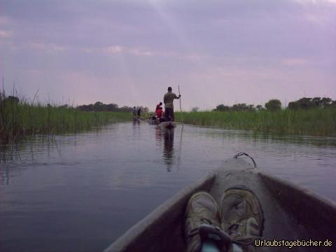 Rückfahrt: auf der Rückfahrt aus dem Okawango Delta in unseren Mokoros