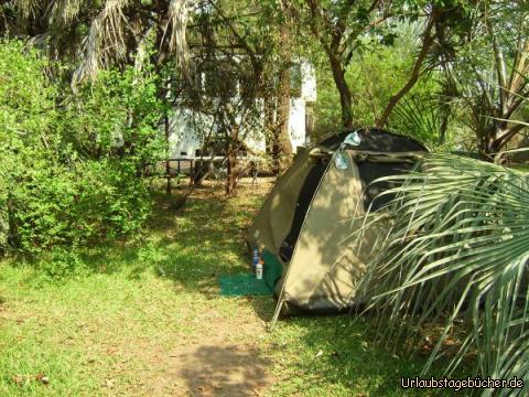 unser Zelt: unser Zelt auf unserem Zeltplatz in Livingstone