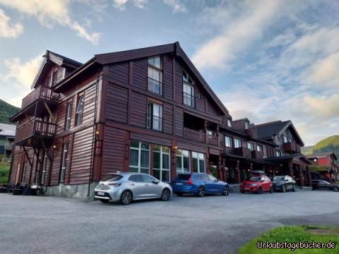 unser Hotel in Myrkdalen: heute übernachten wir im Vossestrand Hotel in Myrkdalen