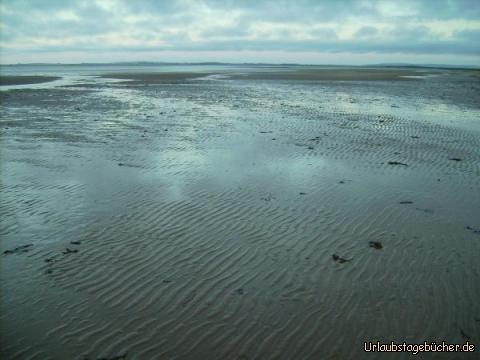 Strand: der durch die Ebbe sehr breite Strand von Dornoch am Dornoch Firth,
einem Meeresarm der Nordsee 