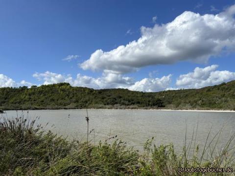 Lagune: Die Salzlagune mit den Flamingos