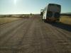 unser Truck: unser Truck und die Straße in Richtung Etosha Nationalpark