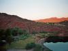 Zeltplatz am Colorado River: unser Zeltplatz am Colorado River von oben bei Sonnenaufgang